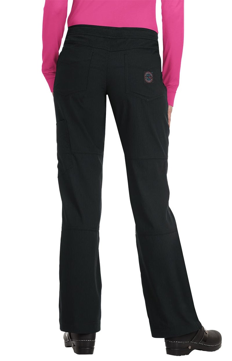 KOI Lite Peace Women's 6-Pocket Stretch Scrub Pants Black Medium Tall - Image 2
